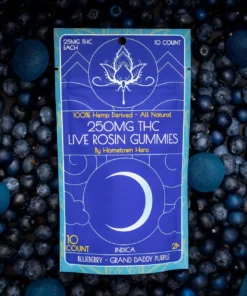 Blueberry GDP – Delta-9 Live Rosin Gummies 250MG THC