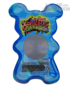 DANK GUMMIES BEAR BLUE MYLAR BAG PACKAGING 500MG