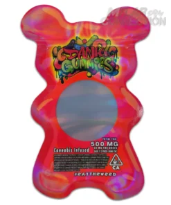 DANK GUMMIES BEAR RED MYLAR BAG PACKAGING 500MG