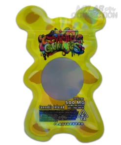 DANK GUMMIES YELLOW MYLAR BAG PACKAGING 500MG